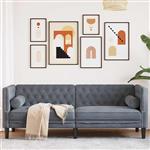 vidaXL Chesterfieldbank Donkergrijs 194 x 74.5 x 70.5 cm Fluweel