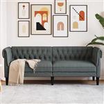 vidaXL Chesterfieldbank Anders Donkergrijs 201.5 x 74.5 x 74.5 cm Stof