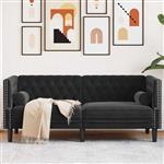 vidaXL Chesterfieldbank met kussen Zwart 174 x 74.5 x 70.5 cm Fluweel