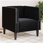 vidaXL Chesterfield Bank Stoel Zwart 71 x 74.5 x 70.5 cm Fluweel