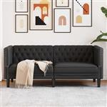 vidaXL Chesterfieldbank Geruit Zwart 174 x 74.5 x 70.5 cm Kunstleer