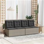 vidaXL Tuinbank met kussen Lichtgrijs Poly riet