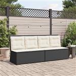 vidaXL Tuinbank met kussen Zwart Poly riet