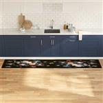 vidaXL Keuken Mat Bloemen Zwart 300 x 60 cm Fluweel