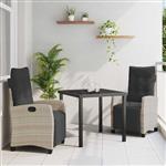 vidaXL Tuin Eetset 3 pcs Lichtgrijs poly rattan