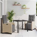 vidaXL Tuin Eetset 3 pcs Beige poly rattan