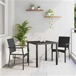 vidaXL Tuin Eetset met kussen 3 pcs Zwart Poly riet