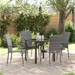 vidaXL Tuin Eetset 5 pcs Grijs Poly riet