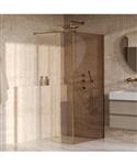 BRAUER Oblivion inloopdouche brons glas 90x200 met zijwand 30 incl. glascoating PVD goud geborsteld