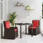 vidaXL Tuin Eetset 3 pcs Bruin Poly riet