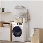 vidaXL Wasmachineplank met opslag Wit 70 x 27 x 136 cm Aluminium