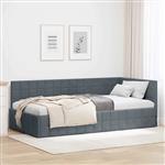 vidaXL Hoekbedframe met hoofdeinde Donkergrijs 90 x 190 cm Fluweel