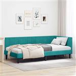 vidaXL Hoekbedframe met hoofdeinde Turquoise 90 cm x 200 cm Stof