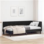 vidaXL Hoekbedframe met hoofdeinde Zwart 90 cm x 200 cm Stof