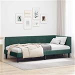 vidaXL Hoekbedframe met hoofdeinde Donkergroen 90 cm x 200 cm Stof