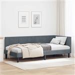 vidaXL Hoekbedframe met hoofdeinde Donkergrijs 90 cm x 200 cm Stof