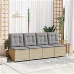 vidaXL Tuinbank met kussen Beige Poly riet