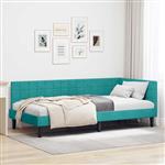 vidaXL Hoekbedframe met hoofdeinde Turquoise 90 x 190 cm Fluweel