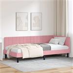 vidaXL Hoekbedframe met hoofdeinde Roze 90 x 190 cm Fluweel