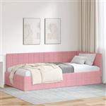 vidaXL Hoekbedframe met hoofdeinde Roze 90 cm x 200 cm Stof