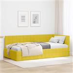 vidaXL Hoekbedframe met hoofdeinde Geel 90 cm x 190 cm Stof