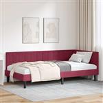 vidaXL Hoekbedframe met hoofdeinde Wijnrood 100 x 200 cm Fluweel