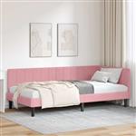 vidaXL Hoekbedframe met hoofdeinde Roze 100 x 200 cm Fluweel