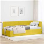 vidaXL Hoekbedframe met hoofdeinde Geel 100 cm x 200 cm Stof