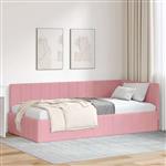 vidaXL Hoekbedframe met hoofdeinde Roze 100 cm x 200 cm Stof