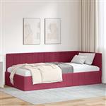 vidaXL Hoekbedframe met hoofdeinde Wijnrood 90 x 200 cm Fluweel