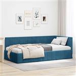 vidaXL Hoekbedframe met hoofdeinde Blauw 90 cm x 200 cm Stof