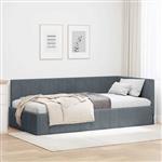 vidaXL Hoekbedframe met hoofdeinde Donkergrijs 90 x 190 cm Fluweel