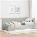 vidaXL Hoekbedframe met hoofdeinde Lichtgrijs 90 x 190 cm Fluweel