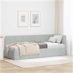 vidaXL Hoekbedframe met hoofdeinde Lichtgrijs 80 x 200 cm Fluweel