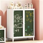 vidaXL Krijtbordkast met plank met opslag met de deur Wit Bewerkt hout