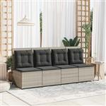 vidaXL Tuinbank met kussen Lichtgrijs Poly riet