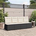 vidaXL Tuinbank met kussen Zwart Poly riet