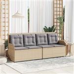 vidaXL Tuinbank met kussen Beige Poly riet