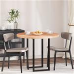 vidaXL Tafelblad Lichtbruin Ø 90 x 4 cm Massief eikenhout