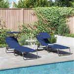 vidaXL Opvouwbare zonnebed 2-persoon 2 pcs Blauw 56 x 190 x 81cm Stof