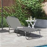 vidaXL Opvouwbare zonnebed 1-persoon Grijs 56 x 189 x 87cm Stof