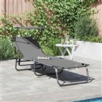 vidaXL Opvouwbare zonnebed met kussen Grijs 56 x 190 x 81cm Stof