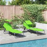 vidaXL Opvouwbare zonnebed 2-persoon 2 pcs Groen 56 x 190 x 81cm Stof