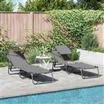 vidaXL Opvouwbare zonnebed 2-persoon 2 pcs Grijs 56 x 190 x 81cm Stof