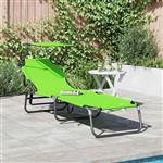 vidaXL Opvouwbare zonnebed met kussen Groen 56 x 190 x 81cm Stof