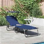 vidaXL Opvouwbare zonnebed met kussen Blauw 56 x 190 x 81cm Stof