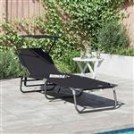 vidaXL Opvouwbare zonnebed met kussen Zwart 56 x 190 x 81cm Stof
