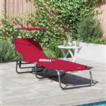 vidaXL Opvouwbare zonnebed met kussen Rood 56 x 190 x 81cm Stof