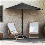 vidaXL Tuinparasol met LED -striplichten Zwart 294 x 150 x 223 cm Stof
