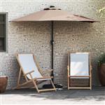 vidaXL Tuinparasol met LED -striplichten Taupe 294 x 150 x 223 cm Stof